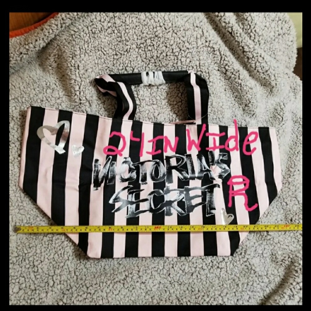 🔥 VICTORIA SECRET WEEKENDER STRIPE TOTE BAG PINK